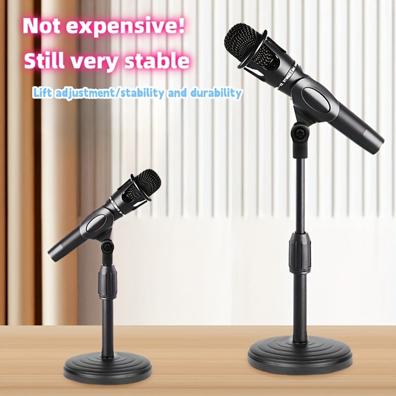 1pc Soporte de micrófono de escritorio ajustable, base pesada para estabilidad, ideal para grabación, podcasting y transmisión en vivo - Material ABS duradero, negro