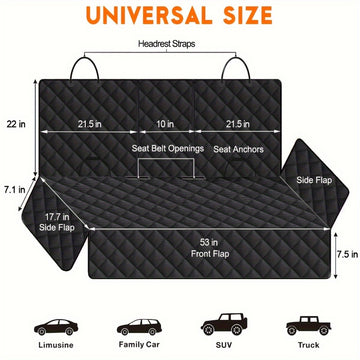 Funda para asiento de auto para perros, impermeable y acolchada de lujo, protectora de asientos traseros largos, antideslizante, compatible con la mayoría de autos, camionetas y SUV con apoyabrazos central