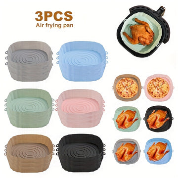 3 piezas de forros de silicona para freidora de aire, reutilizables, 18.01 cm, para freidora de aire, horno, cocina