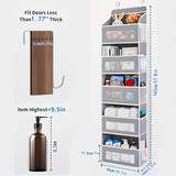 Organizador de almacenamiento colgante sobre la puerta con 4 bolsillos grandes - Unidad de estantería de tela elegante para dormitorio, baño, despensa y organización del hogar, almacenamiento de puerta, estanterías colgantes