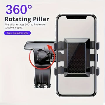 Soporte para Teléfono Móvil de Coche, Soporte Multifuncional para Salpicadero con Clip Ajustable 360°, Compatible con Smartphones de 3 a 17.78 cm