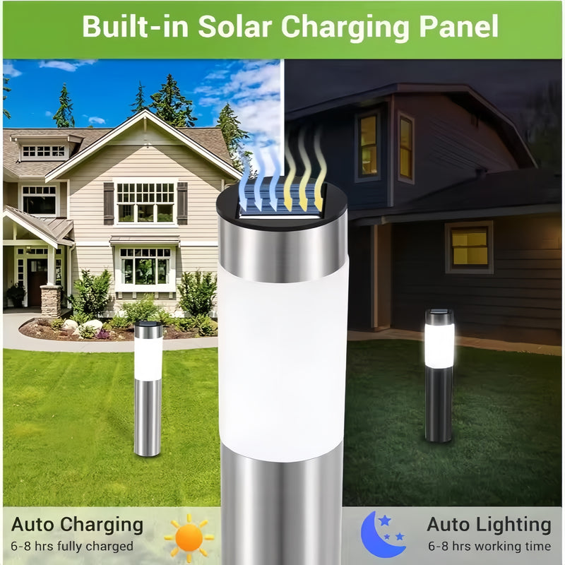 4 piezas de luces solares brillantes para exteriores, luces solares para jardín, luces exteriores con auto encendido/apagado para césped, patio, caminos, driveway y decoración de paisaje (tono cálido), fácil de instalar
