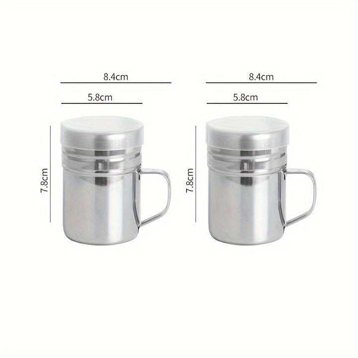 Tarro de Condimentos de Acero Inoxidable con Asa - Contenedor Duradero para Especias de BBQ, Recipiente para Polvo de Pimienta y Sésamo con Tapa, Ideal para Uso en Casa, Restaurante, Café, Contenedor de Especias para BBQ|Utensilios de Cocina Modernos|Dis