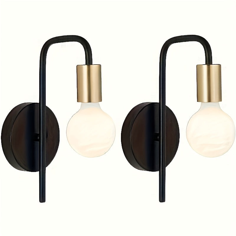 2 piezas de luz de pared semi-incluida de hierro forjado retro, estilo industrial, candelabro de satélite, luz de techo clásica para el hogar, base de bombilla E26/E27, iluminación multifuncional elegante de doble cabeza para dormitorio, estudio, cocina,