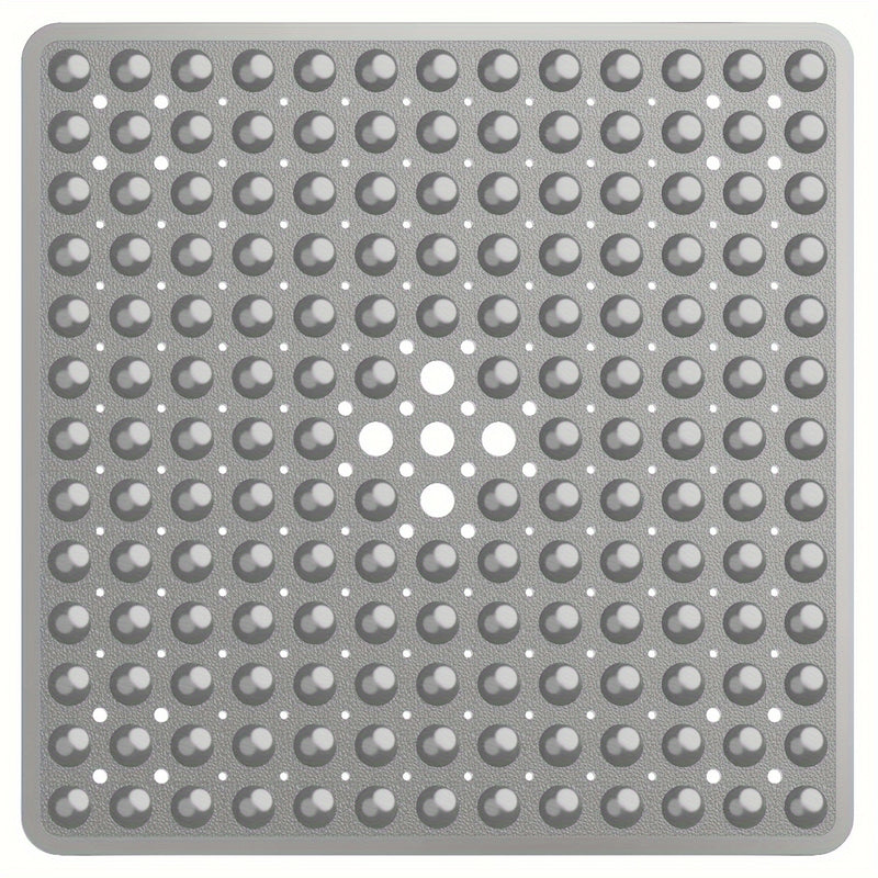 Alfombrilla cuadrada antideslizante, con agujeros centrales grandes, que ralentiza el flujo del agua, fácil de limpiar, 53X53 pulgadas