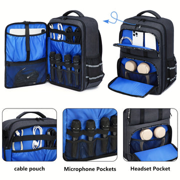 Moqueta Profesional para Mezclador de Audio - Bolsa Resistente con Compartimento para Portátil, Múltiples Cremalleras y Bolsillos - Mochila DJ de Gran Capacidad para Podcasting, Estudio y Shows en Vivo - Construcción Gruesa, Diseño Organizado, Bolsillos
