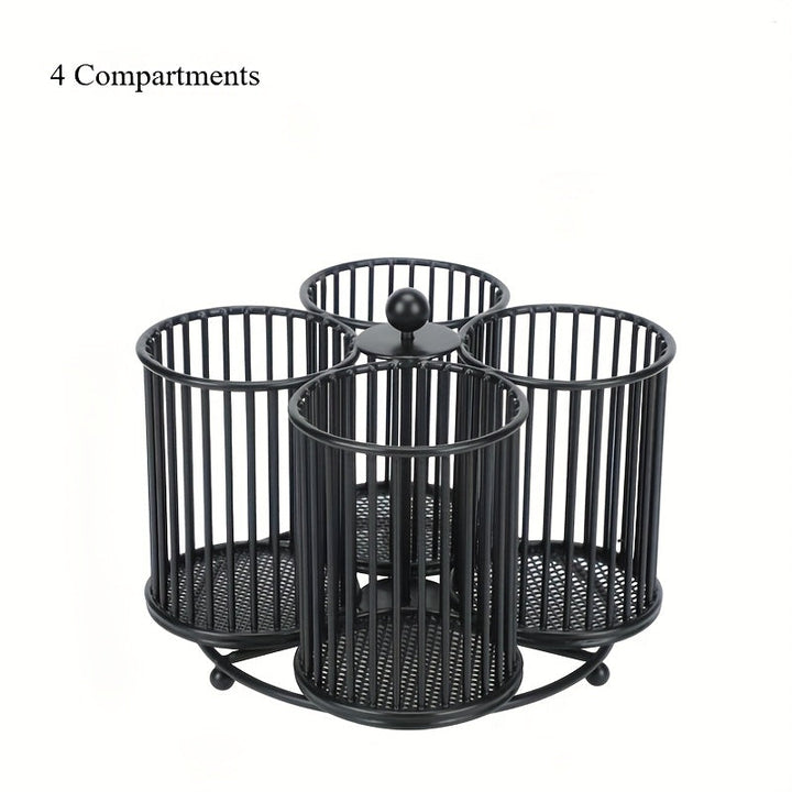 1pc Organizador Giratorio de Utensilios con 3/4 Compartimentos - Jaula de Hierro Resistente para Encimeras, Diseño Vertical Ahorrador de Espacio para Cocina, Gabinetes y Estantes