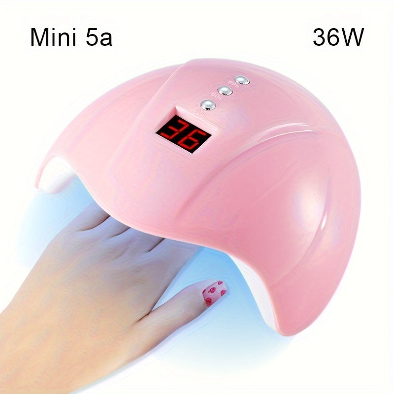 12 luces LED, temporizador inteligente USB, no negro, lámpara de esmalte de uñas, fuente de luz dual, lámpara de manicura LED rosa.