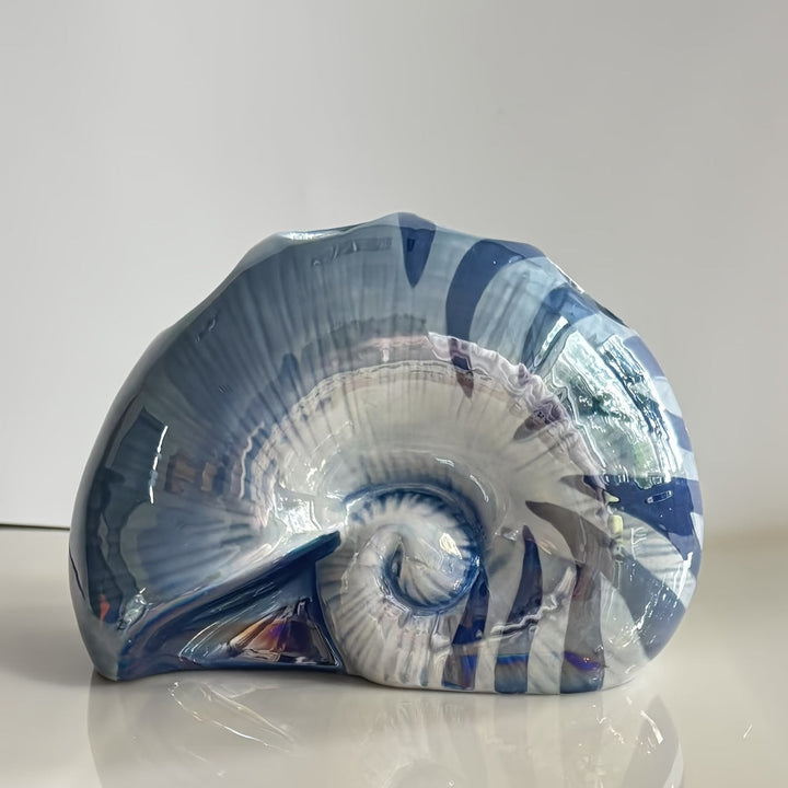 Juego de accesorios de baño de concha de mar de cerámica - Conjunto de 4 piezas de diseño de caracola de mar, incluye soporte de cepillo de dientes, plato de jabón, dispensador de loción, organizador de mostrador, portátil, no necesita electricidad