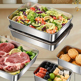 3/6 Recipiente de Almacenamiento de Comida Duradero en Acero Inoxidable - Hermético, Libre de BPA, Apto para Microondas y Refrigerador, Irrompible, Caja Rectangular Multifuncional con Tapa Abatible, Ideal para Nevera y Despensa