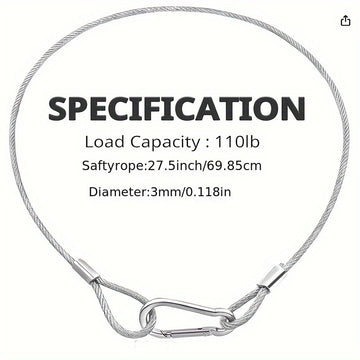 Cable de Seguridad de Acero Inoxidable Duradero - Cuerda Anticaída de 79.25cm para Luces de Fiesta y DJ, Iluminación de Escenario - Capacidad de Carga de 49.9 KG (Diámetro de 0.38cm)