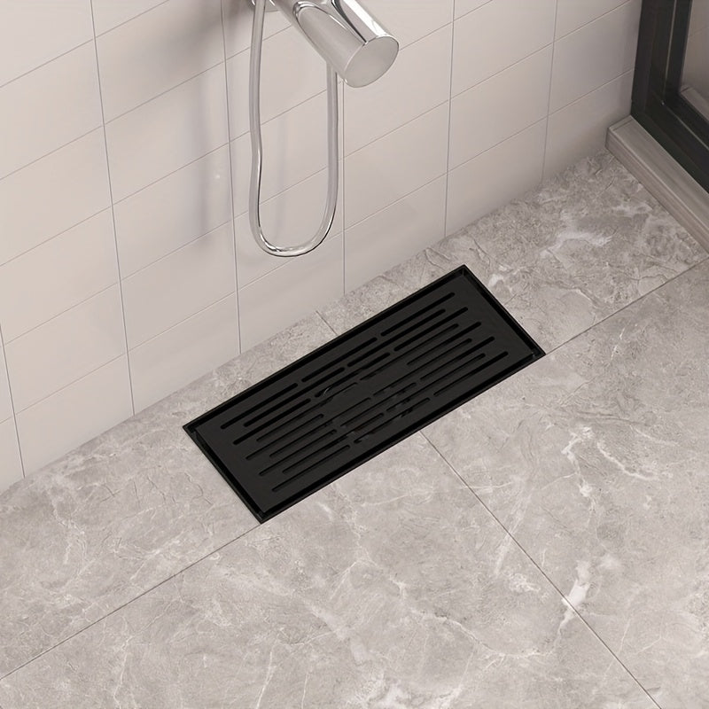 1pc Desagüe de Ducha Rectangular de Hierro Fundido Resistente - Gran Capacidad, Anti-Olor para Baños de Hotel y Hogar, Evita la Acumulación de Agua & Mantiene la Secura, Capturador de Cabello, Acabado Metálico Elegante, Construcción Duradera