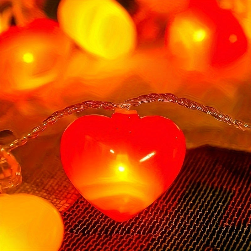 1 juego de cadena de luces LED románticas en forma de corazón - alimentada por batería, 150 cm / 59.06 pulgadas / 10 LED elección perfecta para el Día de San Valentín y propuesta de matrimonio, luz ambiental para la habitación, sin batería