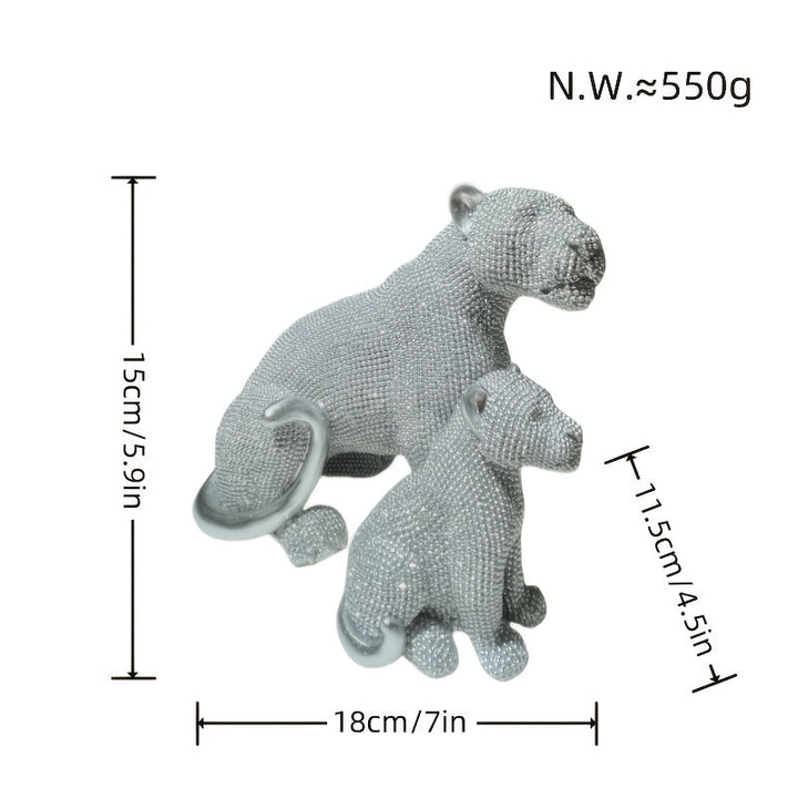 Conjunto de Resina de Leopardo Sentado Madre y Cría, Figura de Animal Versátil para Decoración del Hogar - Ideal para Salón, Oficina, Armario, Escritorio y Entrada - Regalo Perfecto para el Día de la Madre, Uso Interior y Exterior