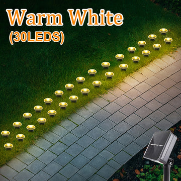 Luces Solares para Jardín: 15/30 LED, 4.82/7.8 metros, Material Plástico, 8 Modos, Impermeable, Carga Solar, Adecuadas para Césped, Villa, Calle, Caravana, Casa, Jardín, Ideal para Fiestas, Bodas, Cumpleaños y Festividades IP65 Tira de Luz Exterior