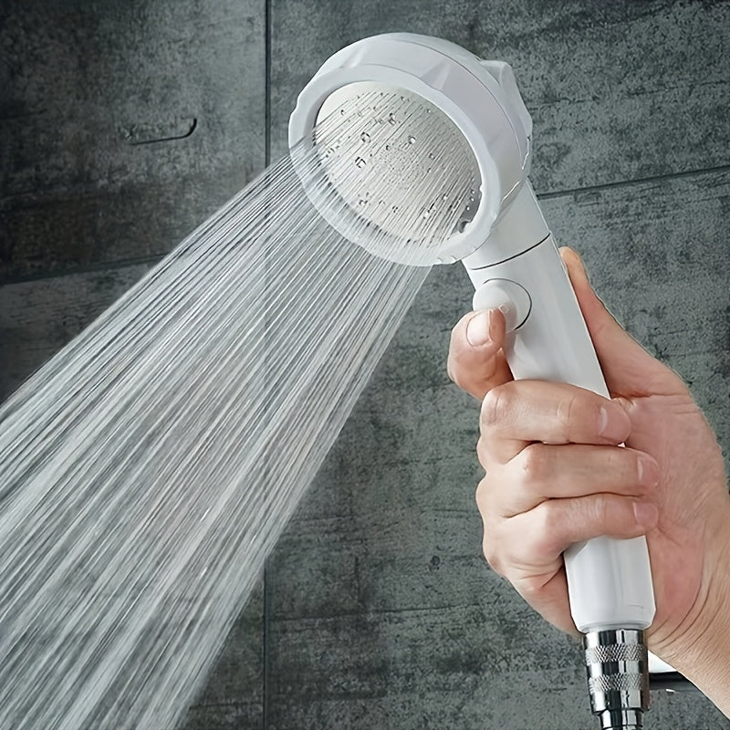 Cabezal de ducha de mano de alta presión con 3 modos, diseño redondo de plástico, configuración de lluvia, anti-obstrucción, control de temperatura fácil, adecuado para calentadores de agua en el baño, color blanco.