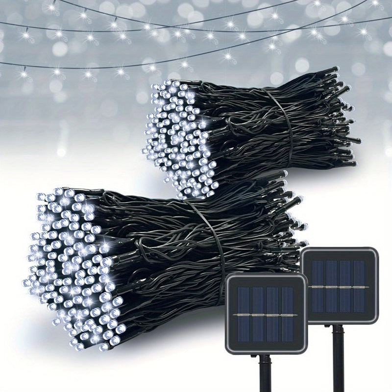 para Iluminación de Escenario, Luces Solares de Cadena Exterior con 50/100/200 LEDs, Luz de Cuerda Solar, 8 Modos de Iluminación, Luces de Hadas Parpadeantes, Adecuado para Árbol de Navidad, Decoración de Jardín, Camping al Aire Libre, Impermeable, Multi