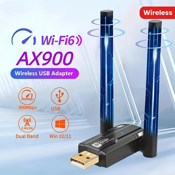 Adaptador de Tarjeta WiFi 6 de 900Mbps, Adaptador de Red USB AX900 WiFi 6, Doble Banda 2.4G y 5G, Adaptador sin varillas 802.11ax 900Mbps Compatible con Portátiles y PCs de Escritorio para Windows 7/8/10/11