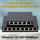 Conmutador de Red Gigabit 10/100/1000Mbps, 8 Puertos/5 Puertos, Carcasa Metálica, Alimentación USB para Escritorio, Adaptador Ethernet RJ45 Plug-and-Play con Cambio Automático MDI/MDIX Rápido, Ideal para Hogar/Dormitorio y Oficina - Múltiples Opciones de
