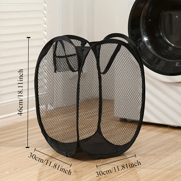 1pc Estilo Glam Cesta de ropa sucia plegable con asa - Cesta de almacenamiento de malla de plástico rectangular para varios tipos de habitaciones, organizador de ropa sucia con gran capacidad