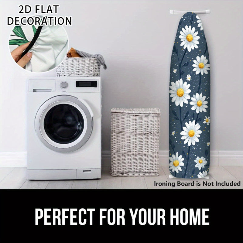 Funda de tabla de planchar 2D plana, floral - Rejilla completa resistente al quemado, bordes elásticos, diseño lavable a máquina de alta resistencia con patrones de margarita y estrella, se ajusta a tablas estándar (tabla no incluida), tabla de planchar