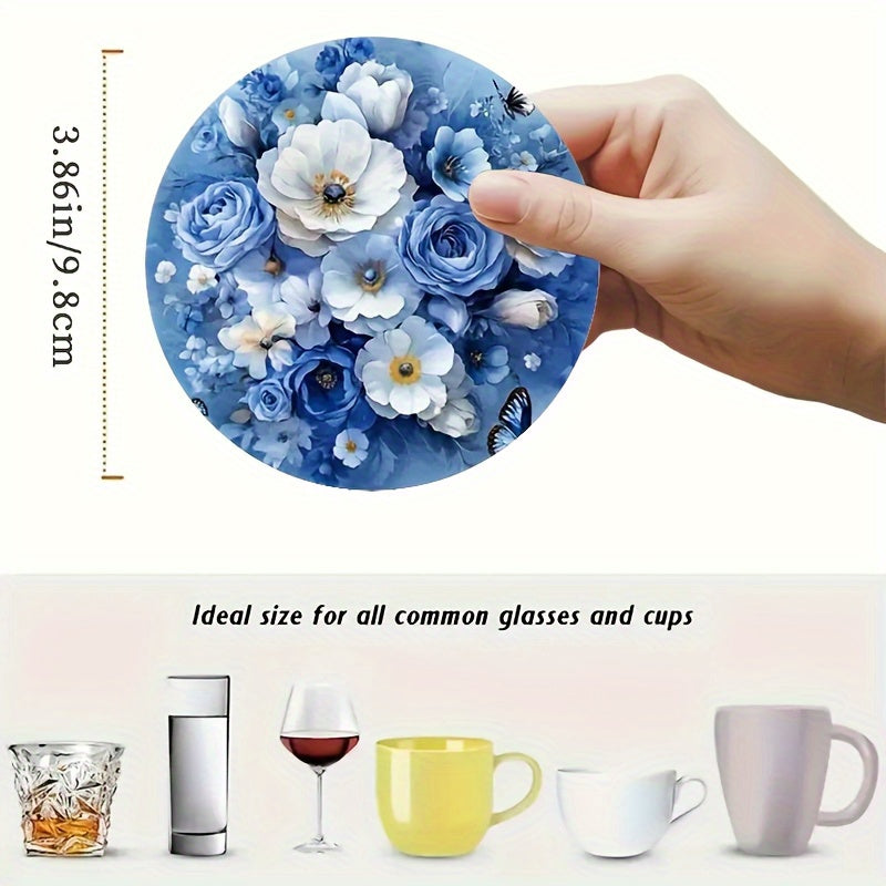8 Piezas de Posavasos de Madera con Tema Floral, Resistentes al Calor, Decorativos para Café y Té, Ideales para Hogar o Restaurante, Regalo Perfecto para Padres y Amigos