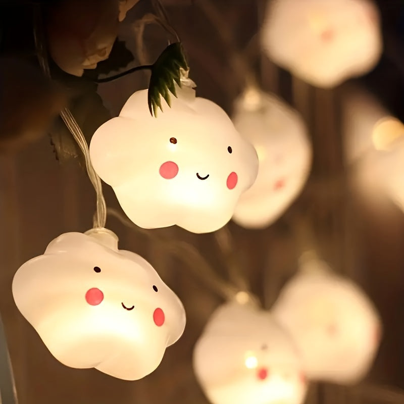 Luces de Cadena LED Nube Alegre, Adecuadas para Fiestas Festivas, Bodas, Hogar, Dormitorio, Decoraciones Navideñas, Alimentado por Caja de Baterías (Pilas No Incluidas)