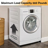 2 Soportes de lavadora de acero inoxidable ajustable blanco, longitud 17,72-27,56 pulgadas, soporte móvil para electrodomésticos, adecuado para refrigeradores, lavadoras, secadoras, muebles, etc., base fácil de mover, no requiere batería!