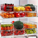 Contenedores de Almacenamiento de Plástico Transparente con Asas - Organizadores Herméticos Apilables para Congelador y Nevera, Frutas, Verduras, Huevos y Granos Secos - Ahorra Espacio en la Cocina