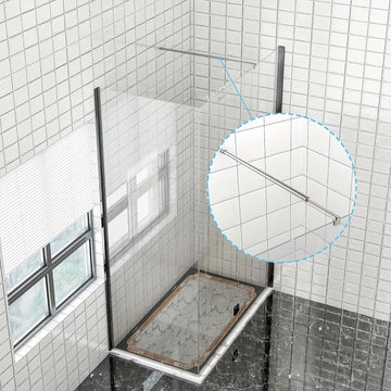 Soporte ajustable de ducha de aluminio, 27,6" a 47,2" - Ideal para paneles de vidrio de 5/16" a 3/8" de grosor, montado en pared con acabado plateado pulido, perfecto para encierros de ducha sin marco, soporte de ducha sin marco | Acabado metálico elegan