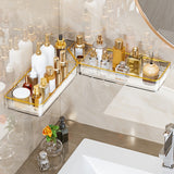 1pc Estantería de baño plegable de montaje en pared de lujo, canasta de plástico sin taladro para artículos de aseo personal, cosméticos, cocina, sin fragancia, organizador sin electricidad, sin batería