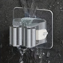 1/2/3pcs Soporte para trapeador y escoba montado en la pared, organizador de plástico de estilo contemporáneo, solución de almacenamiento fuerte adhesivo sin taladro para baño y cocina, ganchos de utilidad
