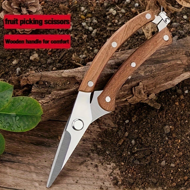 Tijeras de jardín clásicas con acción de resorte automática y cuchillas de acero inoxidable - Manijas ergonómicas para podar sin esfuerzo, injertar y frutificar - Ideales para huertos, jardines y cuidado de césped, podaderas