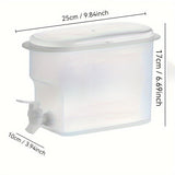 Dispensador de Bebidas de Plástico de Gran Capacidad con Grifo - Hervidor Frío Compatible con Nevera para Té Helado, Limonada, Infusiones de Frutas - Esencial Duradero para Cocina y Comedor, Diseño Elegante Transparente | Mango de Agarre Fácil