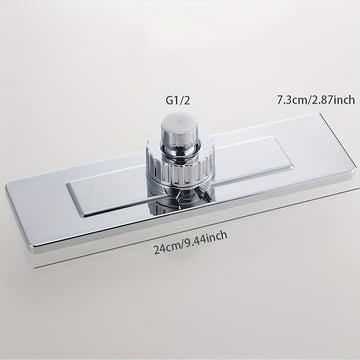 1pc Ducha Rectangular de Alta Presión - Montaje en Pared, Configuración Lluvia, Plástico ABS Pulido, Sin Necesidad de Electricidad, Accesorio Moderno para una Experiencia Mejorada al Duchar, Diseño Contemporáneo y Elegante, Construcción Robusta, Fácil In