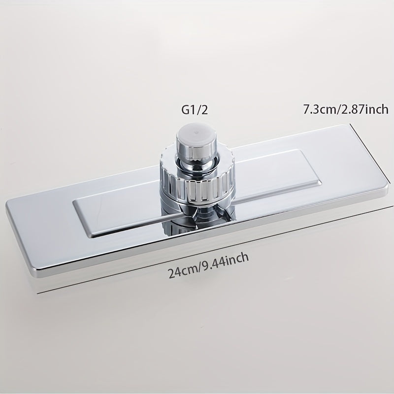 1pc Ducha Rectangular de Alta Presión - Montaje en Pared, Configuración Lluvia, Plástico ABS Pulido, Sin Necesidad de Electricidad, Accesorio Moderno para una Experiencia Mejorada al Duchar, Diseño Contemporáneo y Elegante, Construcción Robusta, Fácil In
