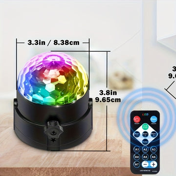 2 unidades Lámpara de proyector de bola de discoteca LED, RGB, Negro, Pulido, alimentado por USB, Batería de botón no recargable, con control remoto, para decoración de fiestas en casa y festivales, Navidad