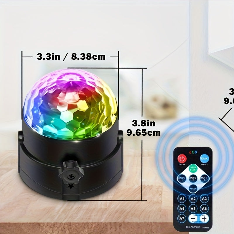 2 unidades Lámpara de proyector de bola de discoteca LED, RGB, Negro, Pulido, alimentado por USB, Batería de botón no recargable, con control remoto, para decoración de fiestas en casa y festivales, Navidad