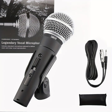 Microfono Dinámico SM58 Profesional - Construcción Robusta, Rejilla de Reducción de Ruido, Compatible con USB (Sin Necesidad de Pilas) - Ideal para Conciertos en Vivo, Karaoke, Podcasts, Iglesias y Estudios Caseros - Perfecto para Profesionales y Princip