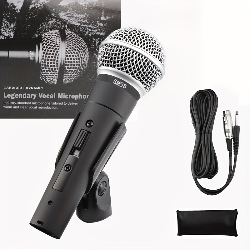 Microfono Dinámico SM58 Profesional - Construcción Robusta, Rejilla de Reducción de Ruido, Compatible con USB (Sin Necesidad de Pilas) - Ideal para Conciertos en Vivo, Karaoke, Podcasts, Iglesias y Estudios Caseros - Perfecto para Profesionales y Princip