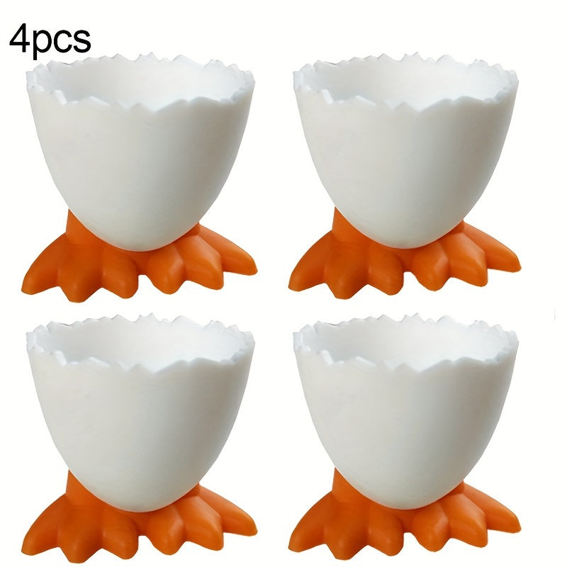 1/2/4pcs Bandeja de Huevos Creativa para Mesa con Taza de Desayuno de Huevo Lindo y Divertido Taza de Huevo de Pato de Pie Alto