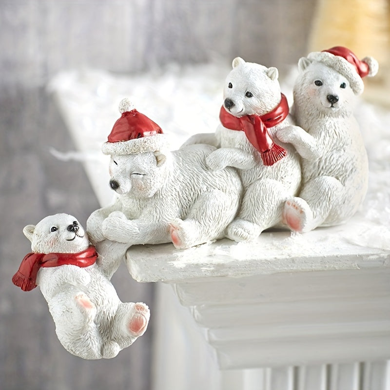 1 pza. Figura de resina de oso polar, decoración temática de temporada para diferentes tipos de habitaciones, ideal para Navidad, Halloween, exhibición en interiores y exteriores, no requiere electricidad