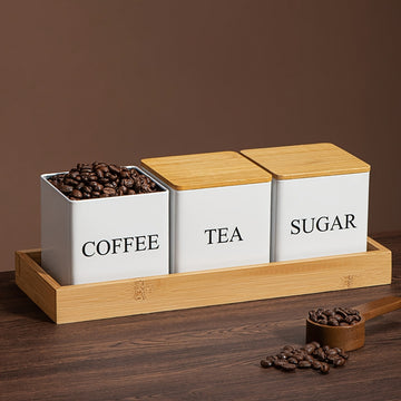 Contenedores de Almacenamiento y Blanco, Recipientes Metálicos para Café, Azúcar y Té, Organización Diaria, Almacenamiento de Cocina