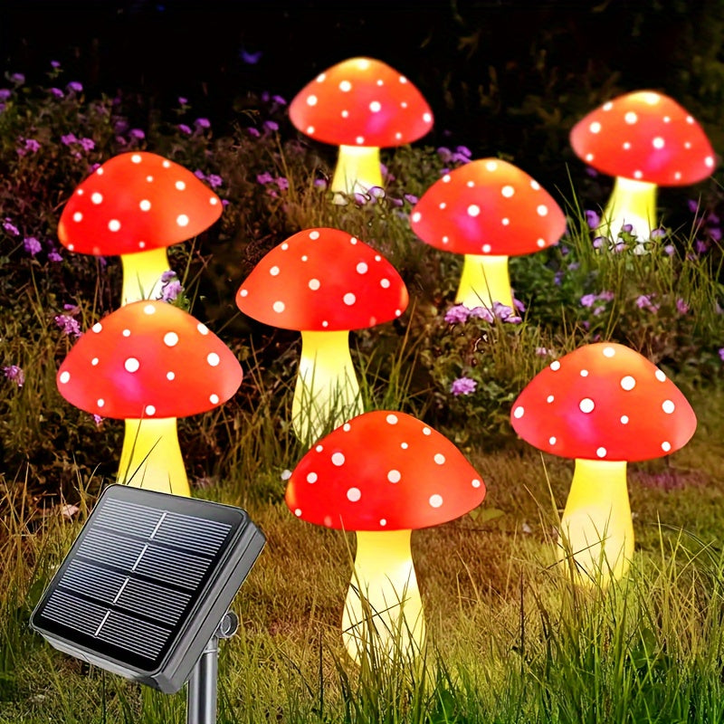 8 o 12 piezas de luces solares para jardín en forma de hongo - Luces LED solares para caminos con encendido/apagado automático, decoración de jardín en plástico resistente para patio, jardín o pasillos - Diseño divertido de hongos resistente a la intempe