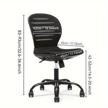 Silla de Dibujo Ergonómica sin Brazos con Altura Ajustable - Respaldo Alto, Asiento de Malla Transpirable, Fácil de Montar, Silla Giratoria con Ruedas - Ideal para Estudio, Aula, Laboratorio, Oficina en Casa, Silla de Escritorio