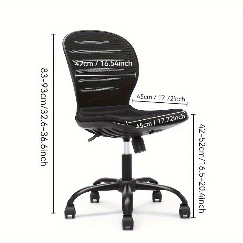 Silla de Dibujo Ergonómica sin Brazos con Altura Ajustable - Respaldo Alto, Asiento de Malla Transpirable, Fácil de Montar, Silla Giratoria con Ruedas - Ideal para Estudio, Aula, Laboratorio, Oficina en Casa, Silla de Escritorio