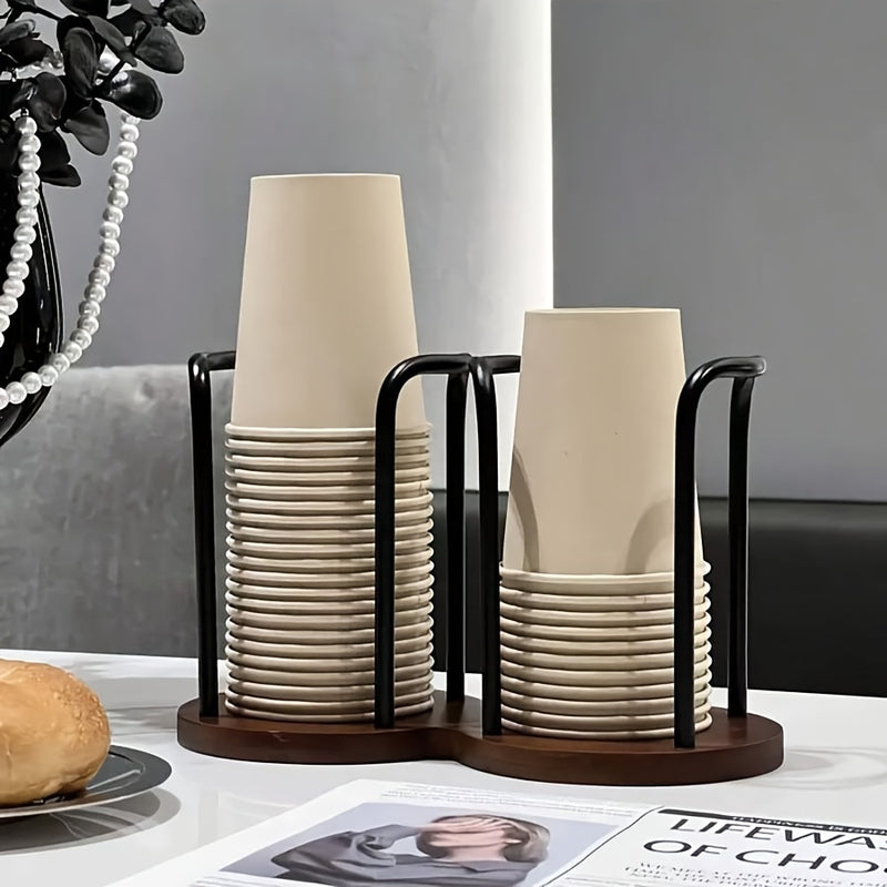 1 pieza, soporte de taza de madera elegante - Organizador de escritorio de estilo moderno con múltiples compartimentos, diseño elegante para tazas de café y té, perfecto para decoración del hogar o la oficina, tazas para decoración del hogar