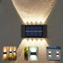 6/8/10pcs Luces de pared de LED alimentadas por energía solar, decoración de pared exterior IP44 con brillo cálido amarillo, ideal para hogar, jardín, valla, patio - Montaje semi empotrado, carcasa de plástico, batería de níquel cargada por energía solar
