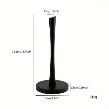 Soporte de Papel de Cocina de Acero Inoxidable - Elegante Soporte de Encimera con Almacenamiento de Película Adhesiva, Instalación Sin Taladro, Negro/Plateado