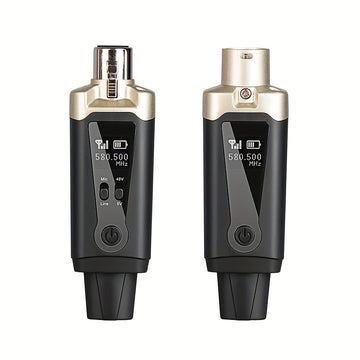 Sistema de micrófono inalámbrico LMBGM 48V, XLR a Lightning/Mixer/Amp de guitarra enchufado, carga USB-C, 1.0W, 2.5W potencia máxima, micrófono dinámico y capacitivo para producción de música, mejora de calidad de sonido, regalo ideal de Navidad, transmi